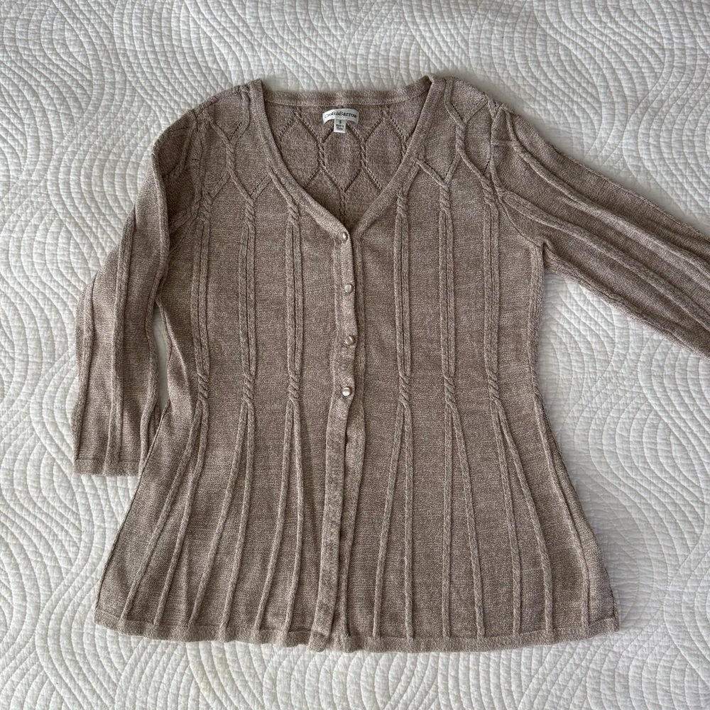 Croft & Barrow Taupe Button-Up Cardigan